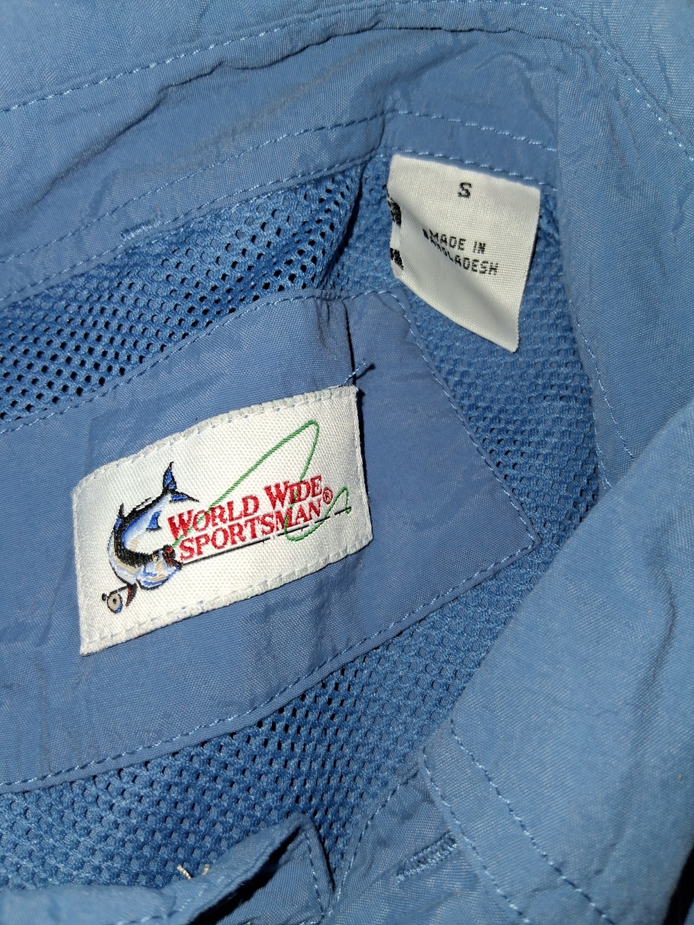 💙 NWOT Mens WWS Sky Blue Lightweight Button-Front Top Long Sleeved Lightweight - Picture 2 of 5